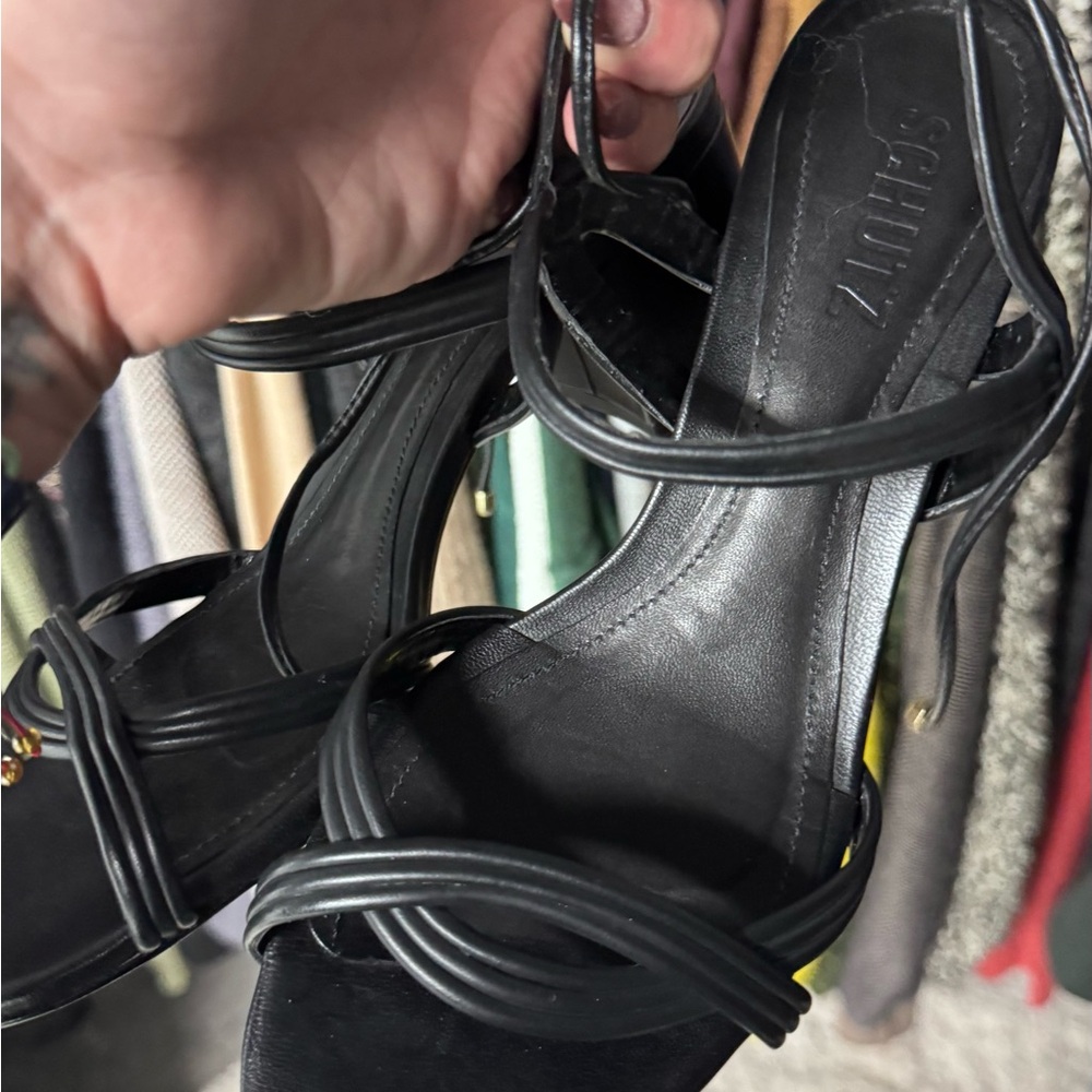 SCHUTZ Black Strappy Heels